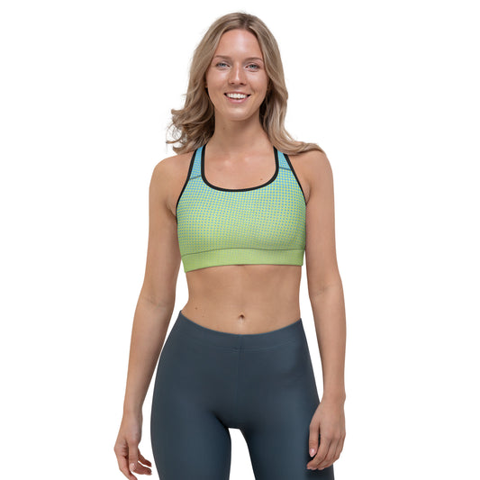 a woman wearing a Sweetest Paw Sports Bra Multi.