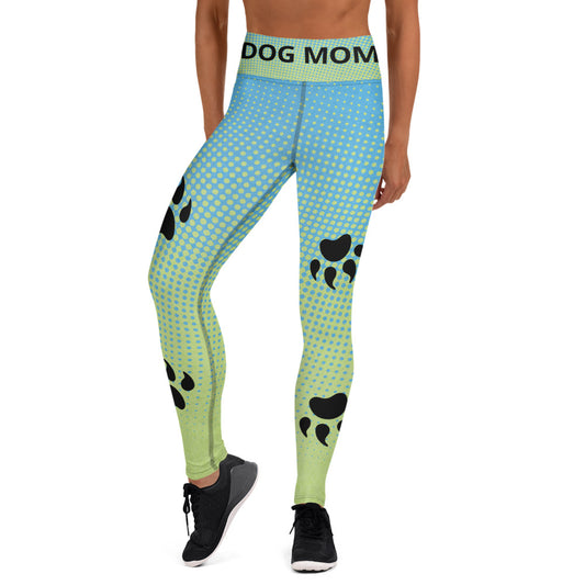A woman wearing Sweetest Paw's Yoga Leggings Multi PawPrint.