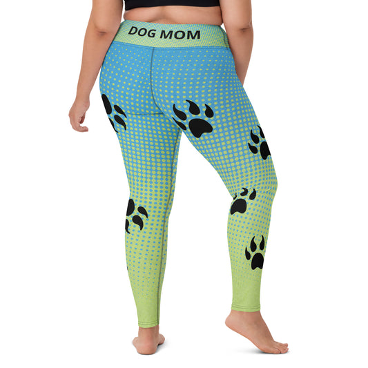 A woman wearing Sweetest Paw's Yoga Leggings Multi PawPrint.