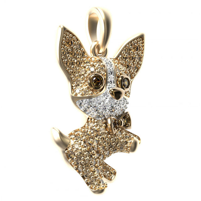 a Sweetest Paw Chihuahua Dog Necklace Pendant with diamonds.